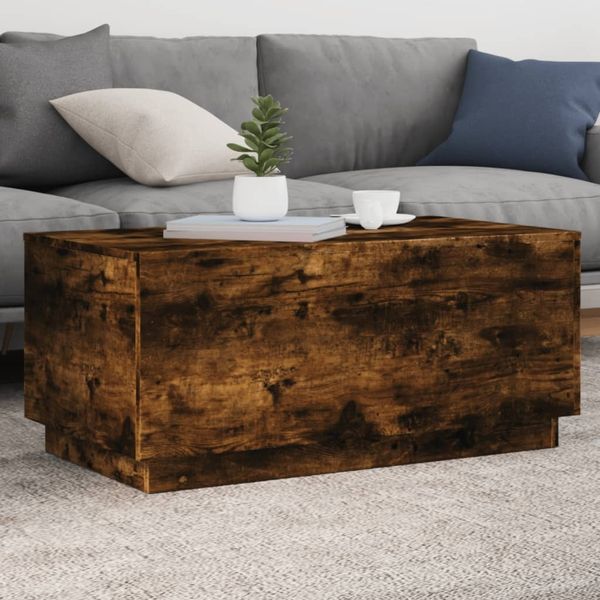 vidaXL Couchtisch mit LED-Leuchten Räuchereiche 90x50x40 cm 839879