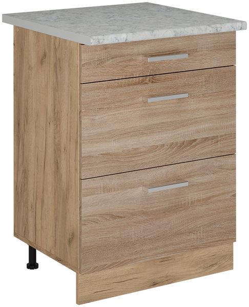 Küchenunterschrank R-Line Sonoma 60 cm mit Schubladen, AP Marmor Vicco