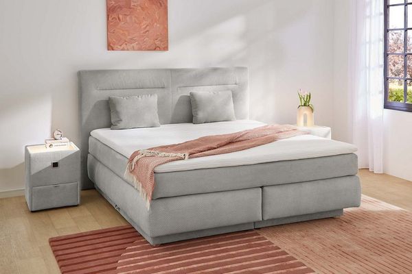 Jockenhöfer Gruppe Boxspringbett Simone, inklusive großem Stauraum/Bettkasten, Bonell-Wendematratze H2/H3, Topper und 2 Kissen