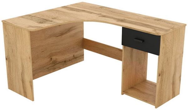 Eckschreibtisch Cheb Schreibtisch 155x125x75cm Wotan Eiche schwarz