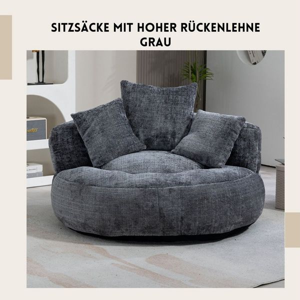 SeedWave Sitzsack mit Unterstützend Rückenlehne, Chenille-Stoff, Memory Foam Füllung, Ergonomische Unterstützung mit 3 Kissen, Großzügige Größe, Lazy Sofa