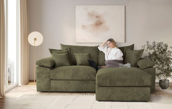 Home affaire Ecksofa Soft&Cosy XL L-Form, B: 246 cm - OTTO. Verlässliche Qualität, Mega-Sofa, Cord oder Chenille-Struktur, mit Federkern & 4 Zierkissen