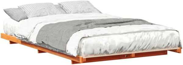 vidaXL Bettrahmen Wachsbraun 140 x 190 cm Massives Kiefernholz 873078 Bild 2