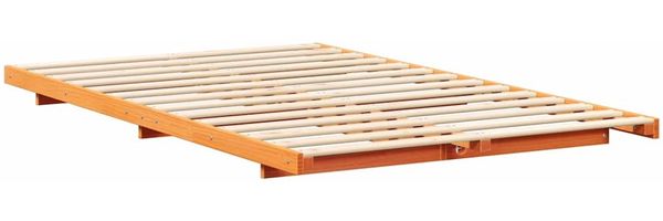 vidaXL Bettrahmen Wachsbraun 140 x 190 cm Massives Kiefernholz 873078 Bild 7
