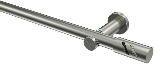 Gardinenstangen-Set Platon Zoena 600 cm (geteilt in 3 x 200 cm), 1-läufig (ohne Ringe), 20 mm Ø Edelstahl-Optik