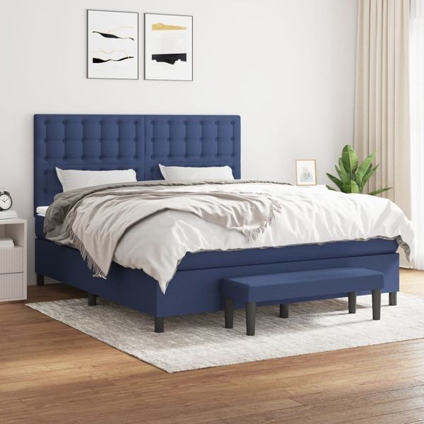 vidaXL Boxspringbett mit Matratze Blau 180x200 cm Stoff 3136939