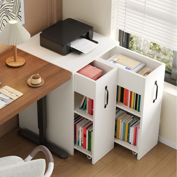 OKWISH Aktenschrank auf Rollen (Einzelschrank, Nachttisch, 1-St, mit Fächern und Schubladen, mit Absturzsicherung) links-rechts tauschbar