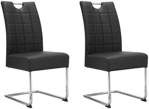 loft24 Esszimmerstuhl Chen (Set, 2 St), Polsterstuhl, Stuhl, Freischwinger, Lederoptik, Chromgestell
