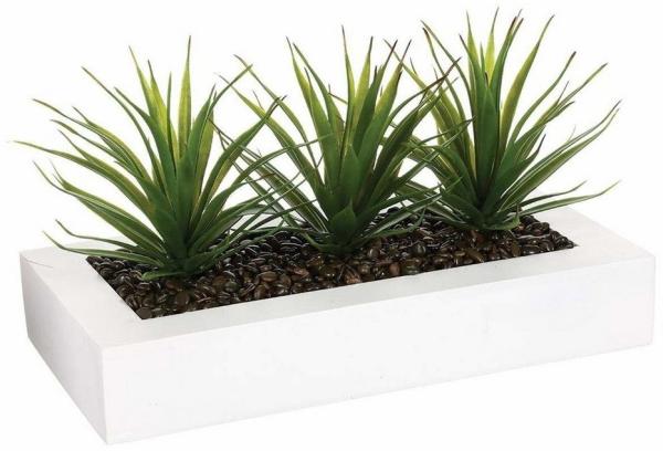 Blumentopf mit drei Sukkulenten ALOE VERA, Dekoration mit künstlichen Pflanzen, 31 cm, Atmosphera