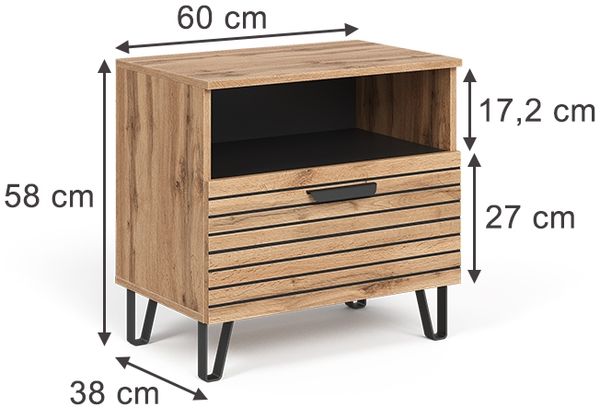 Nachttisch Amber Eiche Wotan 60 x 58 cm Vicco Bild 2
