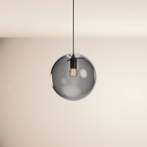 s.luce Orb Glaskugel Galerieleuchte 5m Abhängung Schwarz, Rauch Ø 30cm