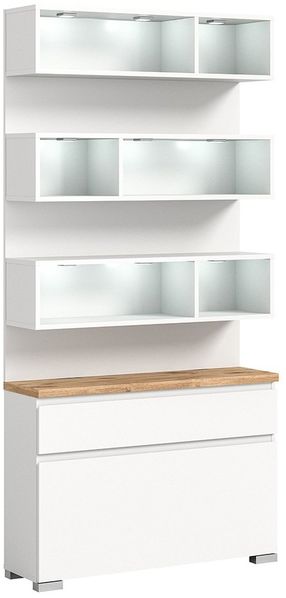 Schuhschrank Shoes / Shoelove, Holzwerkstoff, Weiß, Holzfarben, 95 x 192 x 27 cm