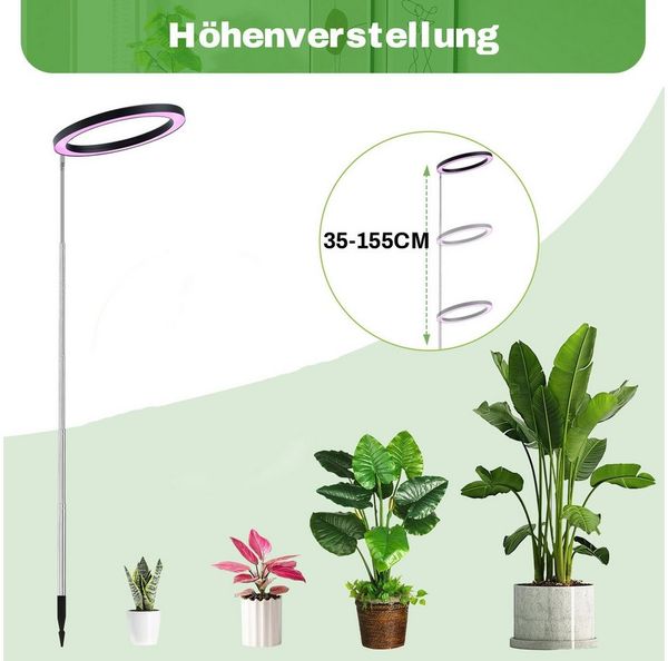 Laybasic Pflanzenlampe Vollspektrum 160LED Pflanzenlicht, Wachstumslampe für Pflanzen Indoor, 35-155cm Höhe verstellbar