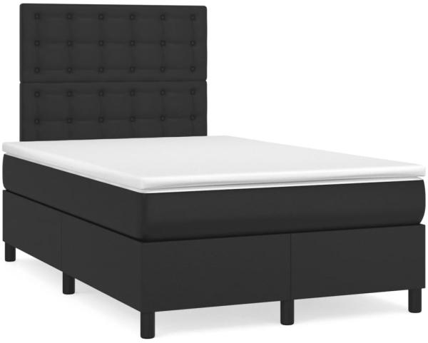 vidaXL Boxspringbett mit Matratze & LED Schwarz 120x190 cm Kunstleder 3270293