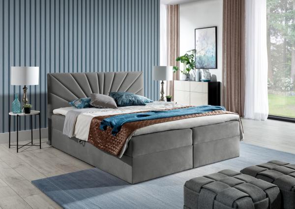 99rooms Zenturio Boxspringbett 140 x 200 cm Velours ROYAL VELVET Graphit