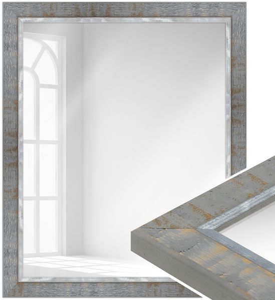WANDStyle Wandspiegel H670 aus Massivholz in Grau 57 x 107 cm im Stil Vintage