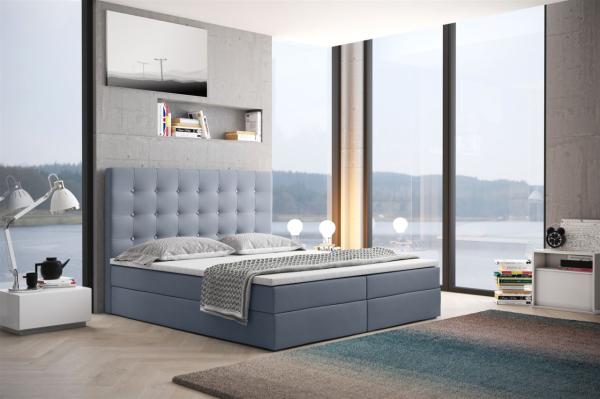 Boxspringbett Schlafzimmerbett TRIANA 160x200cm in Stoff Hellblau