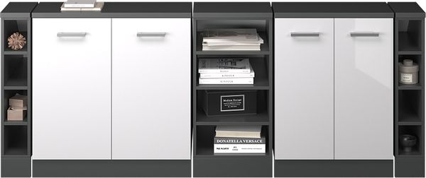 Küchenschrank für Dachschrägen R-Line Weiß Hochglanz 210 cm 5er Set Schrankkorpuss 60 cm Tiefe Vicco Bild 5