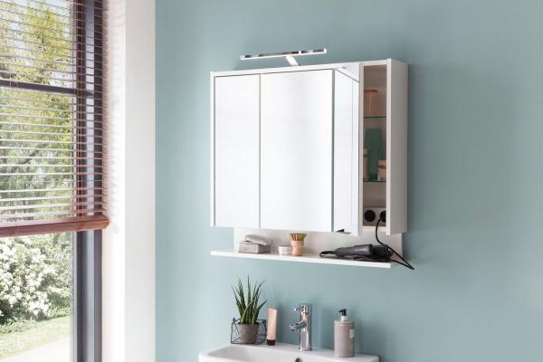 SCHILDMEYER Spiegelschrank Badschrank Badspiegel Spiegel inkl. LED Weiß glanz