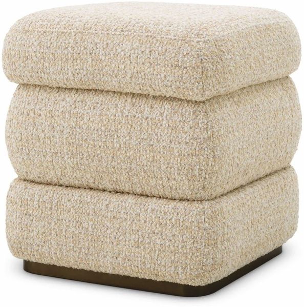 Casa Padrino Luxus Hocker Beige / Bronze H. 52 cm - Luxus Hotel Möbel