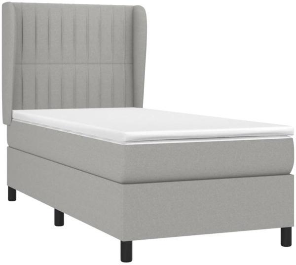 vidaXL Boxspringbett mit Matratze Hellgrau 90x190 cm Stoff 3128085 Bild 2
