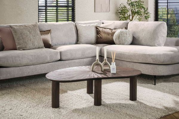 KAWOLA Couchtisch INKA Teakholz braun nierenförmig 36 x 68 x 110 cm