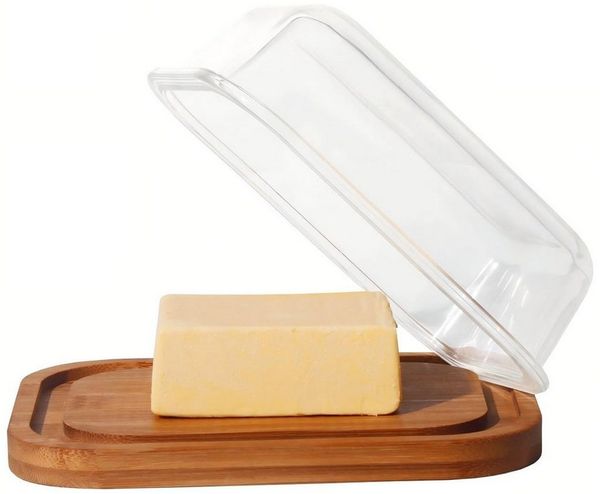 Zedelmaier Butterdose Butterdose,Butterglocke für 250g Butter,mit nachhaltigem holzdeckel, (Packung, HYH001&4), Butterdose aus Boraxglas & Naturdeckel aus rundem Rand