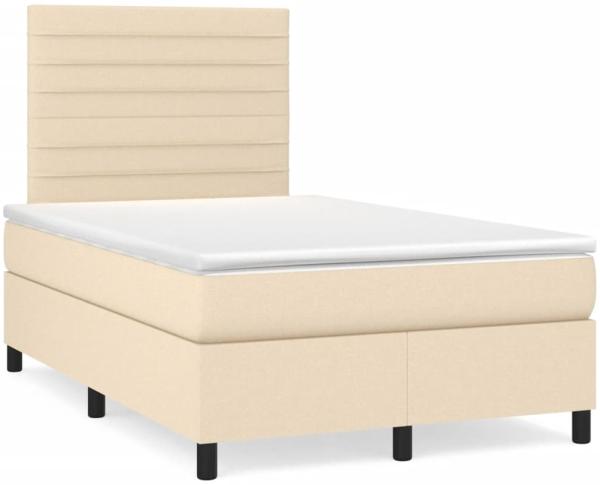 vidaXL Boxspringbett mit Matratze & LED Creme 120x190 cm Stoff 3270209