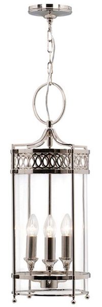 Pendellampe, Deckenleuchte, Stahl Glas, Nickel, D 26 cm