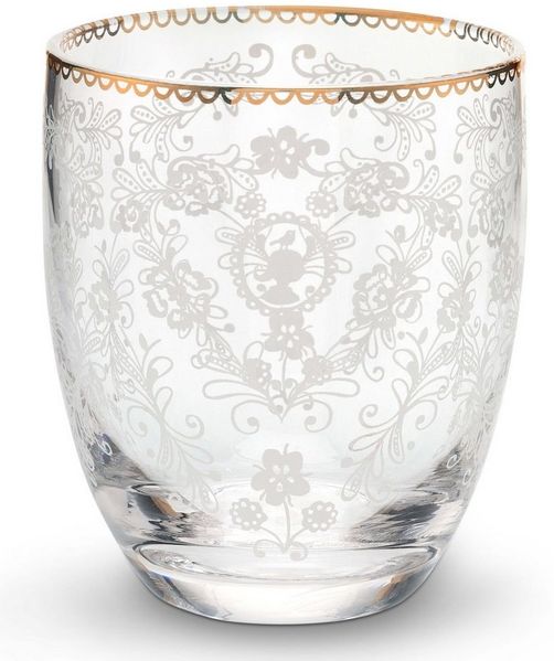 PiP Studio Glas Floral Clear Wasserglas 0,32l, Glas, Water Glass Floral 320ml