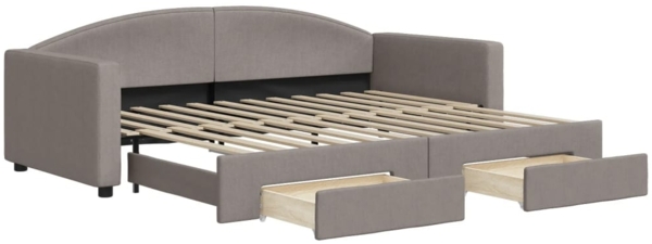 vidaXL Tagesbett Ausziehbar mit Schubladen Taupe 90x200 cm Stoff 3197227