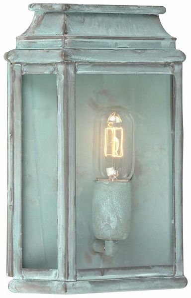 Wandleuchte, Außenleuchte, Laterne, Messing Glas, H 30,5 cm