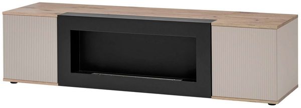99rooms Lowboard Kalyna (TV-Kommode, TV-Schrank, Fernsehschrank), Modern Design, Grifflos - PUSH-CLICK System, mit Elektrokamin