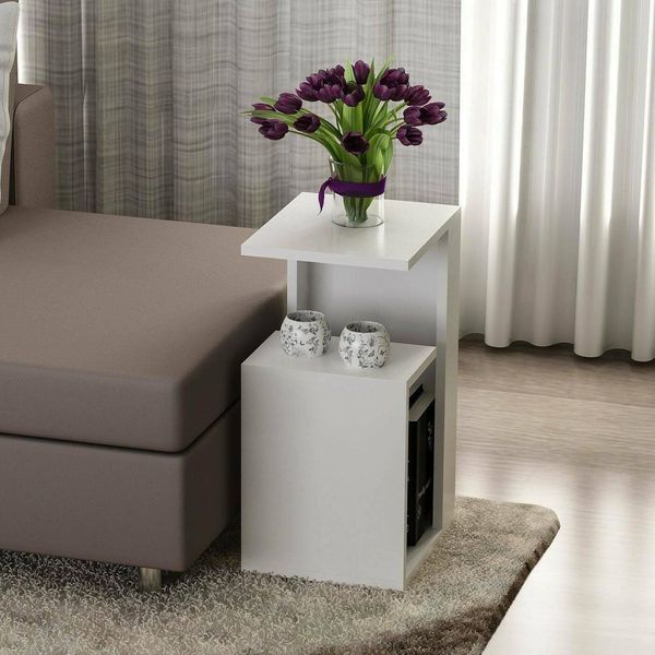 Dmora Couchtisch Kochab 35 x 29,5 x 60h cm Weiß EIN Fach