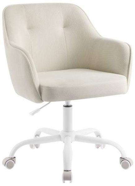 SONGMICS Schreibtischstuhl, höhenverstellbar, drehbar, Cord, für Arbeitszimmer, Schlafzimmer, beige