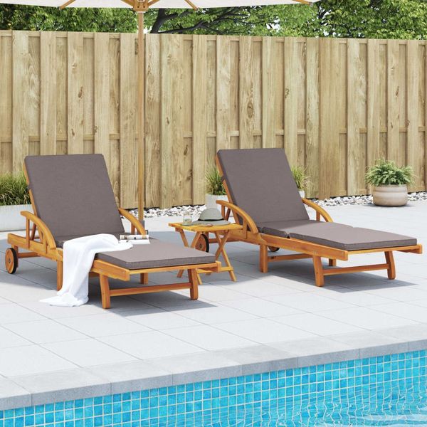 vidaXL Sonnenliegen 2 Stk. mit Auflagen 200x68x83 cm Massivholz Akazie 3206373