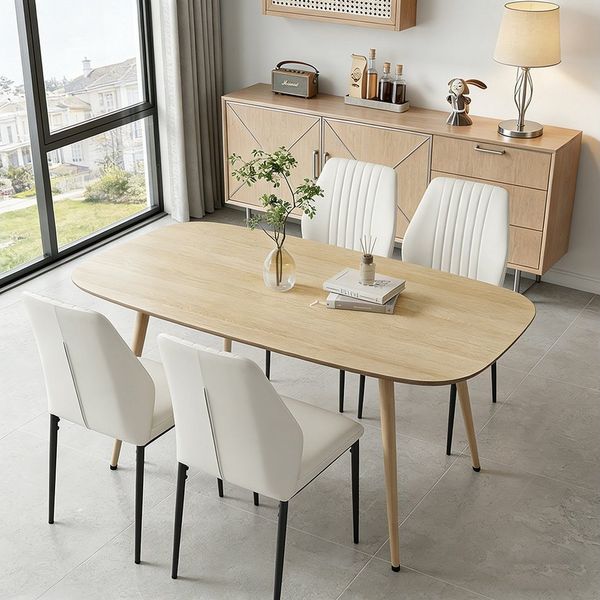 Jiexi Essgruppe Tisch- und Stuhlset, Moderner Esstisch (120×70×75 cm) mit 4–6 Stühlen