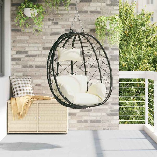 vidaXL Hängendes Ei-Stuhl Cremeweiß 91,5 x 54,5 x 107 cm Poly-Rattan 42003845