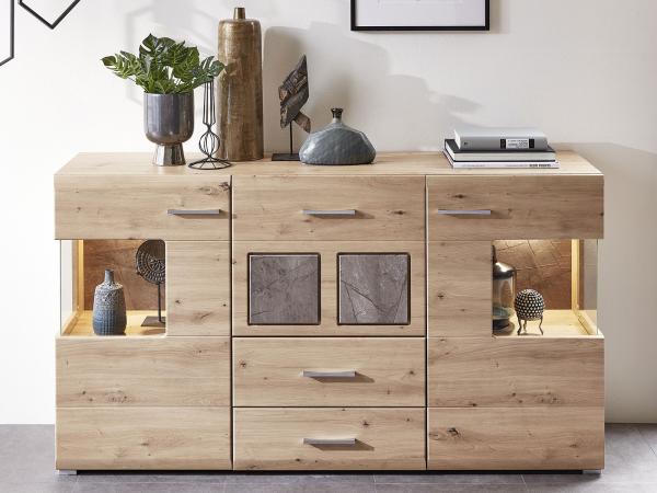 Sideboard >Springhill< in Artisan Eiche aus Metall - 170x94x42cm (BxHxT)