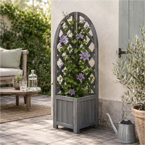HTI-Line Pflanzkübel Blumenkasten Heidi (Stück, 1 St, 1x Pflanzkasten mit Rankgitter), Blumenkübel Rankgitter Spalier