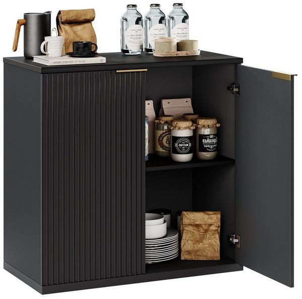 BlingBin Kommode Sideboard Küchenschrank Aufbewahrungsschrank mit 2 Soft-Close-Türen (1er Set, 1 St, 80 B x 40 T x 80 H cm), Moderner Buffetschrank für Wohnzimmer, Küche, Esszimmer