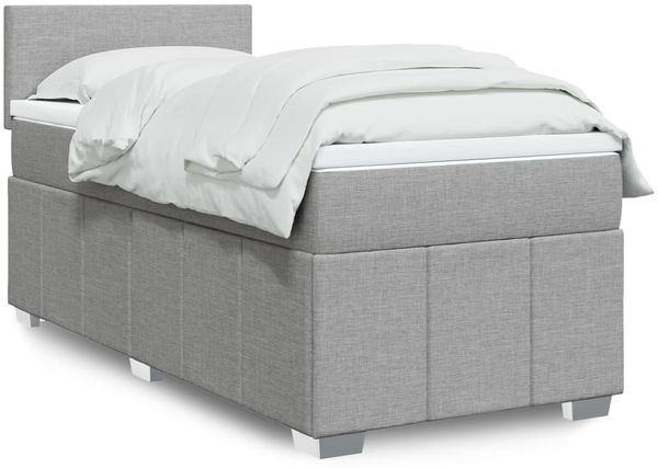 vidaXL Boxspringbett mit Matratze Hellgrau 90x190 cm Stoff 3286916