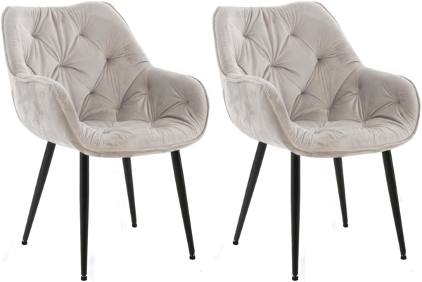 CLP 2er Set Stuhl Tanna Samt mit Armlehnen,grau