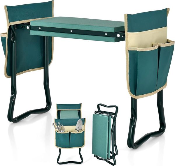 KOMFOTTEU Arbeitshocker Gartenhocker (3 St), klappbar, bis 150kg, mit 2 Werkzeugtaschen