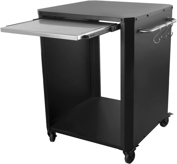 cozze® Edelstahl Outdoor Küchentisch mit Ausziehbarer Tisch/Schneidebrett - Vielseitig, Robust & Elegant für Pizzaöfen, Ideal für Außenküchen, 77 x 66.5 x 82.5 cm, Schwarz