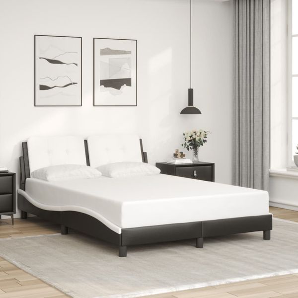 vidaXL Bettgestell ohne Matratze "Zadar" Schwarz und Weiß 140x200 cm Kunstleder 3208189