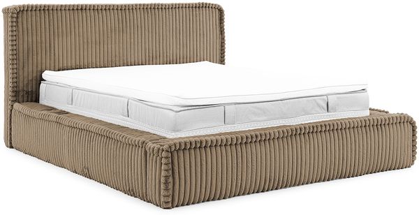 MEBLINI Polsterbett 140x200 mit Lattenrost mit Matratze - MESUT - Braun Cordstoff - Bubble Bett - Cloud Bett - Marshmallow Bed - Kopfteil Bett mit Stauraum