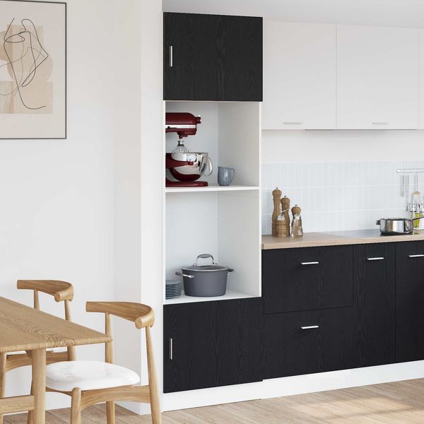 vidaXL Hängeschrank mit Regal Schwarz Eichen-Optik 60 x 57 x 207 cm 3334018