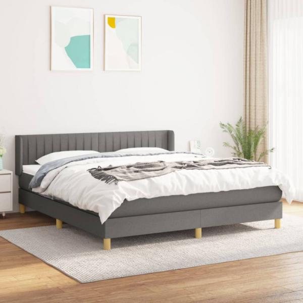 vidaXL Boxspringbett mit Matratze Dunkelgrau 160x200 cm Stoff 3130442