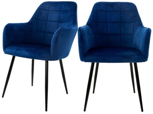 ML-DESIGN Stuhl Esszimmerstuhl ergonomisch & gepolstert Esstischstuhl mit Rückenlehnen (2 St), Wohnzimmerstuhl Dunkelblau Samtbezug Küchenstuhl Polsterstuhl Bild 5